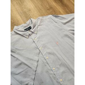 Polo ralph lauren Linen blend 3XLT TALL Blue Mens button up shirt Pink Pony SS